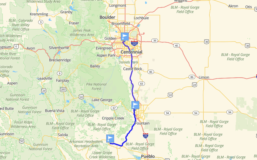 Colorado Road Trip Day 2 itinerary from Colorado Springs to Canon City to Denver
